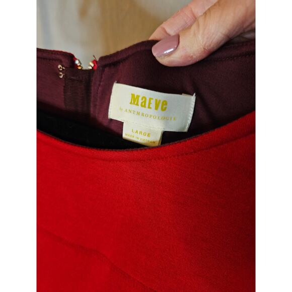 NWT Maeve by Anthropologie Red Fit & Flare Dress – Sleeveless, Size L - Picture 7 of 8